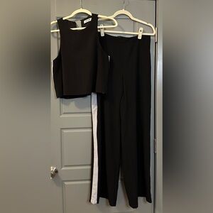 Black and White Women's Two Piece Set